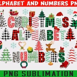 Alfabeto E Números De Natal Png Pacote, Feliz Natal Doodle Sublimação Do Alfabeto, Letras De Natal Números Clipart Santa Alfabeto PNG