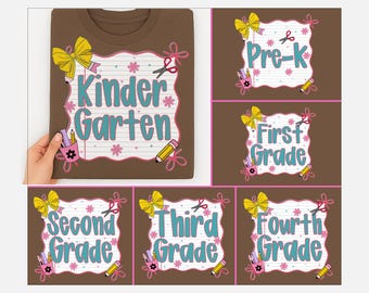 Preppy Back To School PNG-bundel, potloodstrik Cijfers kleuterschool Pre-K 1e 2d 3d 4e 5e doodle handgetekende leraar, coquetteleraar png