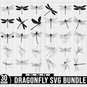 Dragonfly SVG Bundle, Dragonfly Clipart, Dragonfly Silhouette Png, Dragonfly Vector, Dragonflies, wings cut file, Dragonfly PNG