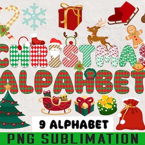 Christmas Doodle Font Alphabet, Christmas Doodle letters, Santa Sublimation Font, Xmas Doodle Alpha Bundle, Reindeer Elf Santa Clause