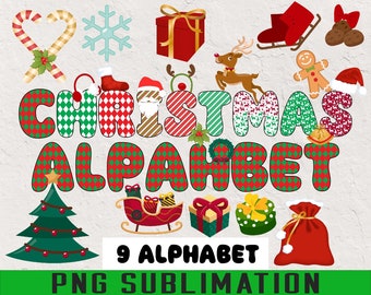 Christmas Doodle Font Alphabet, Christmas Doodle letters, Santa Sublimation Font, Xmas Doodle Alpha Bundle, Reindeer Elf Santa Clause