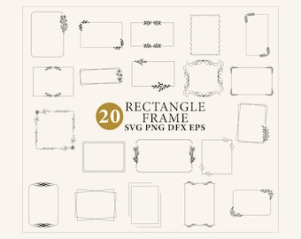 Cadre Svg Png Bundle, cadres Silhouette, cadre rectangle Png Bundle, signe Svg, cadre carré Png, bannière de mariage, clipart cadre