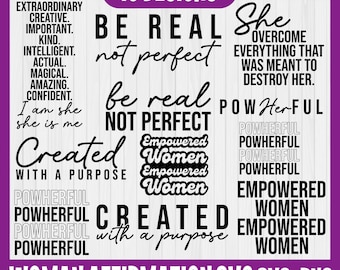 Woman Affirmation Svg, Women Empowerment svg, Strong woman Svg, Positive Quotes, For Cricut, Silhouette, She is me Svg Bundle