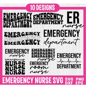 ER 看護師 SVG バンドル、救急科看護師 SVG、救急室看護師 SVG、ER 看護師シャツ SVG、看護 SVG、ER 看護師ライフ、Cricut ファイル
