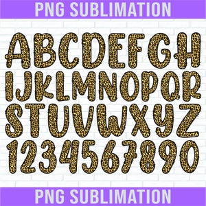 Brown Leopard Print Alphabet Letters PNG Bundle, Leopard Print Animal Print, Hand Drawn Alphabet Doodle, Sublimation Alpha Set, Leopard font