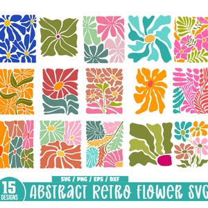 Boho Abstract Flower Svg bundle, Retro Flower Svg, Boho Flower svg, Floral png, Boho Floral png svg, Groovy Flower svg, Danish Flower svg