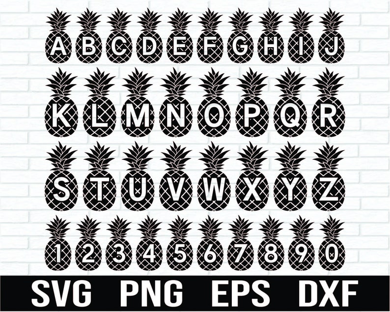 Pineapple Font SVG Pineapple SVG Letter Cut File Fruit Etsy
