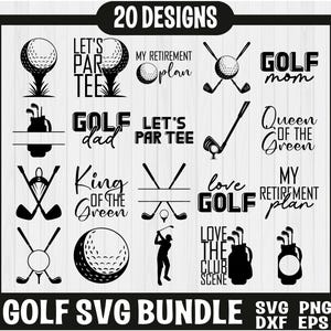 Bundle golf Svg, golf Png, golf monogramme Svg, Svg monogramme fractionné, nom de golf Svg cadre, balle de golf Svg, joueur de golf svg, Svg amateur de golf