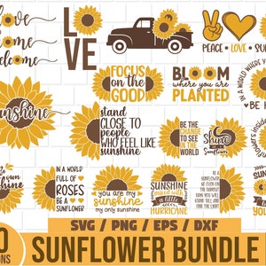 Sunflower SVG Bundle, Sunflower SVG, Sunflower Quotes svg, Half Sunflower Svg, Sunflower Clipart, Sunflower vector, Cut File Cricut