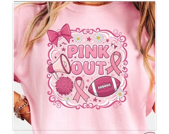 Football Pink Out png, Breast Cancer Awareness Shirt Design, Tackle Breast Cancer Png, Tackle Cancer Png, Preppy Pink Football PNG