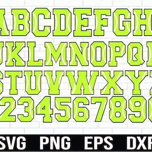Tennis Buchstaben und Zahlen SVG, Tennisball Team Zahlen Buchstaben Alphabet SVG, Cricut, Tennis College Varsity Bundle Nummer Tennisball