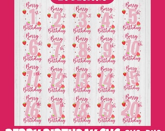 Berry Birthday Svg Bundle, Strawberry 1st Birthday bundle svg, Sweet One svg, Sweet of the One strawberry Svg, Strawberry Theme Birthday