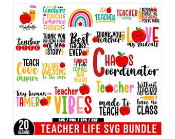 Teacher SVG Bundle, Teacher Quote Svg, Teacher shirt Svg, Back to School, school svg, Teacher appreciation SVG, Teacher clipart