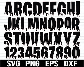 Flame Font Svg, Fire Font Svg, Burning Font Svg, letras de fuego svg, números de fuego svg, fuente Flame para Cricut, Clipart