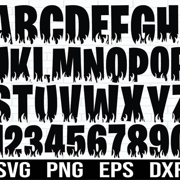 Flame Font Svg, Fire Font Svg, Burning Font Svg, fire letters svg, fire numbers svg, Flame font for Cricut, Clipart