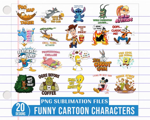 Funny Cartoon Characters png Bundle, Cartoon Humor Designs, Funny Cartoon Characters, Hilarious Cartoon Quotes Png, cartoon png bundle