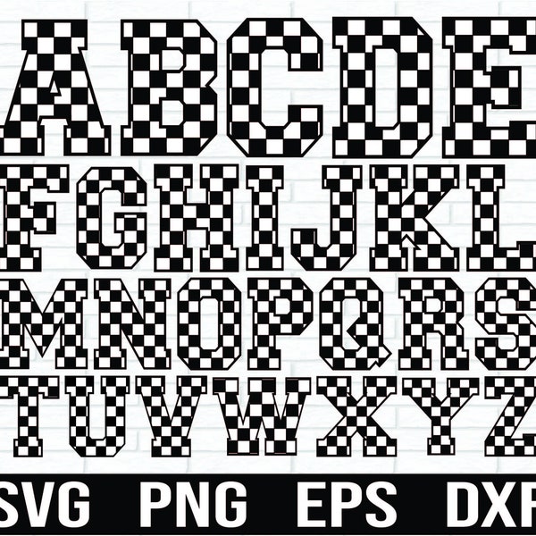 RACING CHECKERED ALPHABET svg, Checkered Alphabet Svg ,Checkered Letters ,Racing Flag svg, Happy Birthday Banner, Racing Banner