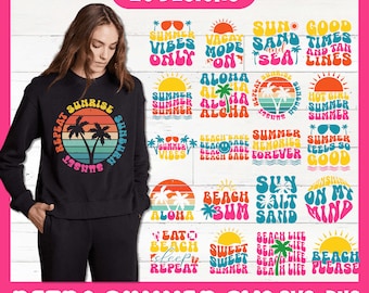 Retro Summer SVG PNG Bundle, Hello Summer svg, Sunshine svg, Trendy Summer Shirts svg, Summer Beach Vibes Svg, Ocean svg, Beach shirt svg