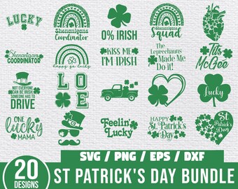 St. Patrick's Day SVG Bundle, St Patrick's Day Quotes, Lucky SVG, St Patricks Day Rainbow, Shamrock svg, irish svg, 4 clover leaf svg