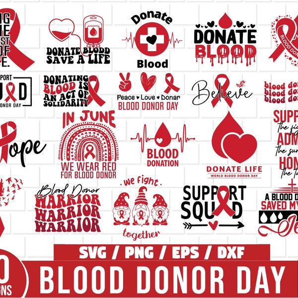 World Blood Donor Day Svg Bundle, Blood Donation Awareness svg, Give Blood Save Lives svg, Blood Donor SVG, Blood Donating Svg, Awareness