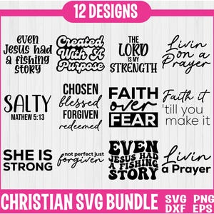 Christian Bundle SVG, Schrift Bundle, sofortiger Download, Bibel Vers Bundle, Schnittdateien für Cricut, religiöse SVG, Jesus, Gott, Glaube svg