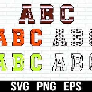 Fonte de esportes Svg, fonte de futebol svg, fonte de futebol svg, fonte de basquete, fonte de beisebol, fonte de tênis svg, pacote de letras esportivas, números de esportes