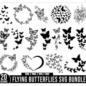 Flying Butterflies Svg Png Bundle, Butterfly Swarm Svg, Butterfly Png, Butterfly Clipart, Instant Download, Flying Butterflies bundle