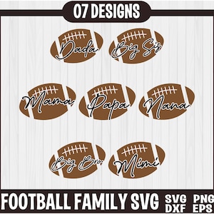Bundel voetbalfamilie SVG-bestanden, voetbalfamilie svg, sport svg, bijpassende voetbalshirtontwerpen, voetbal moeder svg vader zus broer svg