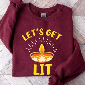 Let's Get Lit Diwali Sweatshirt - Indian Candle Sweater - Indian Festival Sweatshirt - Funny Diwali Sweatshirt  - Gift For Indian