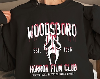 Woodsboro Horror Film Club TShirt Hoodie Sweatshirt, Spooky Season t-shirt Horror ghost Thriller shirt, Scream Vintage Halloween tee shirt