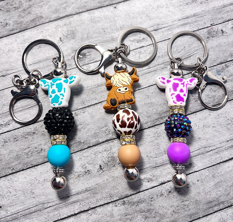 Beaded Keychain,silicone Keychain,bar Keychain,keychains,silicone Beads ...
