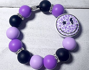 Beaded Cup Charm, Smiley Face Silicone Beads, Tumbler Accessory
