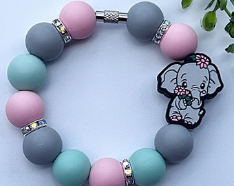 Breloque coupe éléphant, perles en silicone, accessoire pour gobelet
