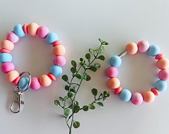 Porte-clés avec perles en silicone, accessoire breloque tasse