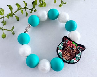Highland Cow Silicone Beaded Cup Charm, Tumbler Accessory