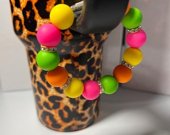 Neon Silicone Bead Cup Charm, Tumbler Accessory