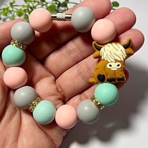 Cup Charm, Highland Cow Charm.Tumbler Charm,Beaded Charm,Cup Accessories