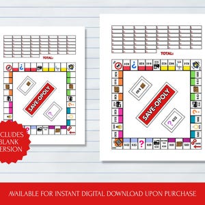 Juego de ahorro Save-Opoly / PDF para ahorrar dinero (Descarga instantánea)