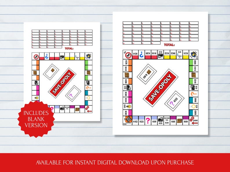 Save-Opoly Savings Challenge Game | Money Saving PDF (Instant Download) image 1