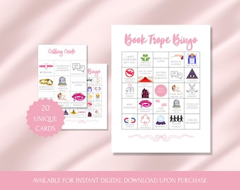 Book Trope Bingo Game: 20 Unique Cards, Printable Book Club Games (Digital Download)