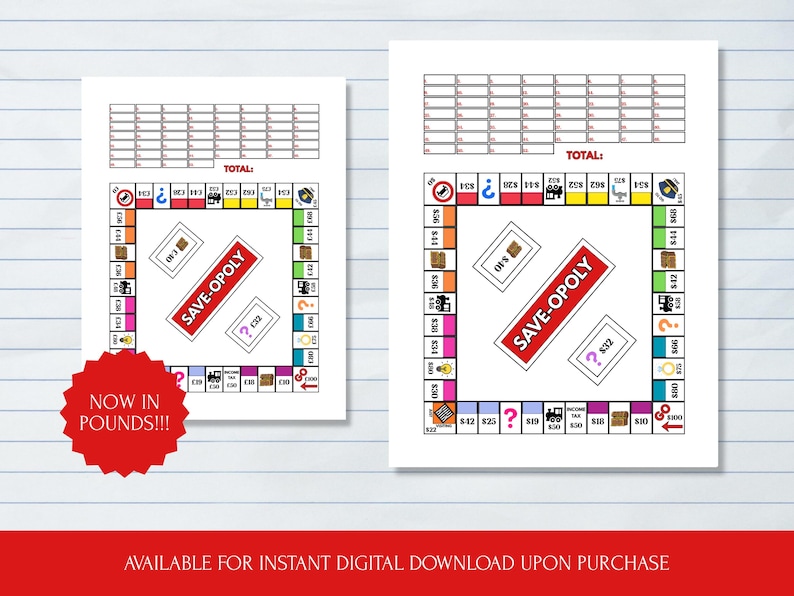 Save-Opoly Savings Challenge Game | Money Saving PDF (Instant Download) image 2