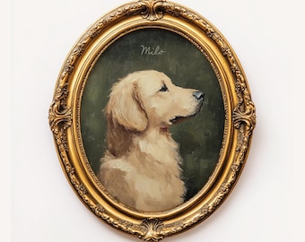 Personalized Artful Golden Retriever Portrait, Mini Dog Oil Painting, Goldenretriever Art Print Cottage Core Artwork, Painterly DogMom Gift