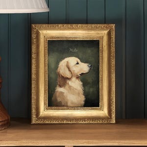 Mini Vintage Golden Retriever Lovers Portrait, Artful Dog Prints Oil Painting, Cute Art Print Cottage Core Artwork, Painterly DogMom Gift image 7