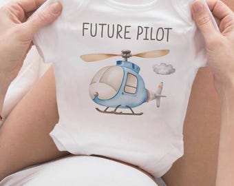 Future Pilot Outfit, Future Pilot Baby Bodysuit, Helicopter Pilot Outfit, Helicopter Baby Gift, Gift for Baby, Baby Shower Gift Pilot