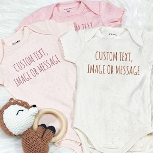 Custom Baby Bodysuit for Girl, Expected Due Date Baby Bodysuit, Custom Photo Baby Outfit, Personalized Body Baby, Baby Shower Body Gift, Baby Girl