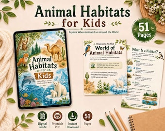 Animal Habitats Learning Pack for Kids, Printable Habitat Worksheets, Science Activities, Homeschool PDF, Classroom Nature Unit