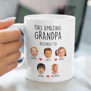 Face Mug for Grandpa, Custom Face Coffee Mug for Grandpa, Custom Face Mug, Perfect Gift for Grandfather, Custom Mug for Dad, Kids Face