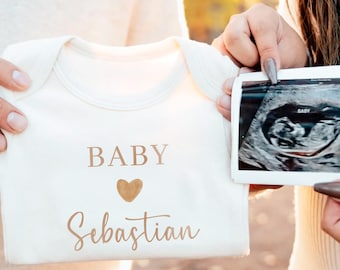 Custom Pregnancy Announcement Baby Bodysuit, Custom Name Baby Bodysuit, New Mom Gift, Baby Shower Body Gift, Gift for New Baby