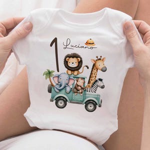 Jungle Animals Custom Name Outfit, Baby Body Watercolor Safari Letter Name, Jungle Baby Body, Watercolor Cute Elephant Body, Gift for Baby