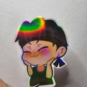 Ateez chibi fanart holographic sticker | Chibeez | Hongjoong Seonghwa Yunho Yeosang San Mingi Wooyoung Jongho